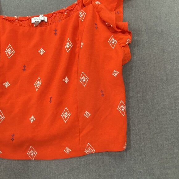 Sofia Vergara Womens Red Sleeveless Ruffle Top XXL 100% Polyester Smocking Back - Picture 5 of 10